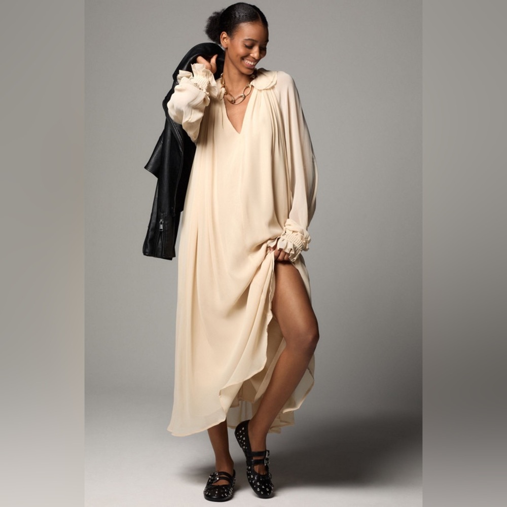 Anthropologie Cream Midi Dress